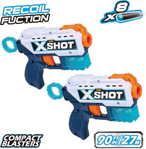 Excel Double Kickback (6 Shooting Targets + 8 Darts) Blaster Combo Pack by ZURU, X-Shot Red Foam Dart Blaster, Toy Blaster, Compact, Toys for Kids, Teens, Adults (Red) in Saudi Arabia