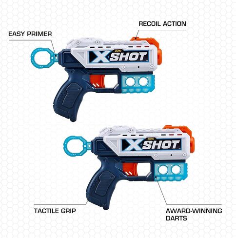 Excel Double Kickback (6 Shooting Targets + 8 Darts) Blaster Combo Pack by ZURU, X-Shot Red Foam Dart Blaster, Toy Blaster, Compact, Toys for Kids, Teens, Adults (Red) in Saudi Arabia
