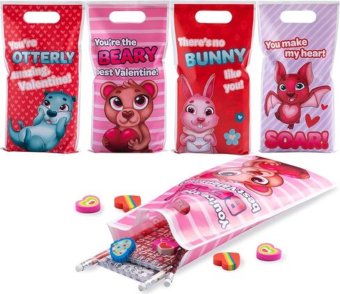JOYIN 96 Valentines Day Stationery Set with Pencil, Erasers, Mini Notepads & Bags for Valentine day Party Favor, Kids Exchange School Classroom, Birthday Giveaways Gift in Saudi Arabia