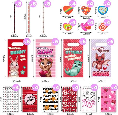 JOYIN 96 Valentines Day Stationery Set with Pencil, Erasers, Mini Notepads & Bags for Valentine day Party Favor, Kids Exchange School Classroom, Birthday Giveaways Gift in Saudi Arabia