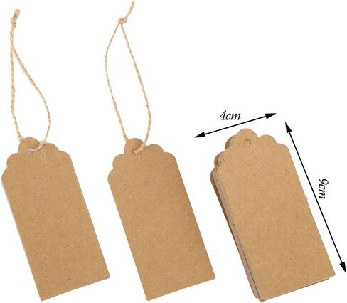 بطاقات هدايا DECORA مكونة من 100 قطعة كرافت بني علامات مع خيط جوتي مجاني بطول 30 متر للهدايا، والملابس، والزفاف، وبطاقة السعر in Kuwait