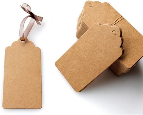 بطاقات هدايا DECORA مكونة من 100 قطعة كرافت بني علامات مع خيط جوتي مجاني بطول 30 متر للهدايا، والملابس، والزفاف، وبطاقة السعر in Kuwait