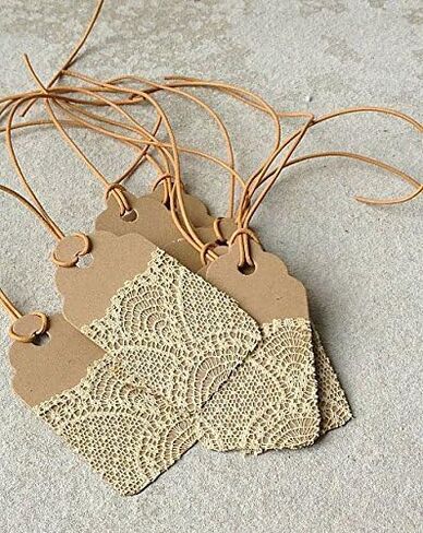 بطاقات هدايا DECORA مكونة من 100 قطعة كرافت بني علامات مع خيط جوتي مجاني بطول 30 متر للهدايا، والملابس، والزفاف، وبطاقة السعر in Kuwait
