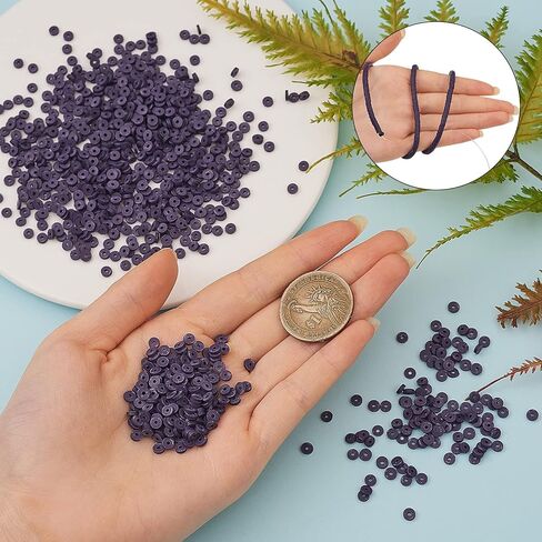 Ornaland 10 Strands 4mm Handmade Polymer Clay Beads Vinyl Disc Heishi Beads Flat Round Loose Spacer Chip Beads for Bohemian Surfer Bracelets Jewelry Making (Dodger Blue) in Kuwait