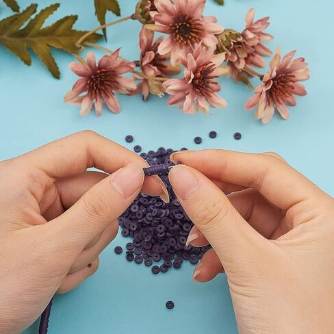 Ornaland 10 Strands 4mm Handmade Polymer Clay Beads Vinyl Disc Heishi Beads Flat Round Loose Spacer Chip Beads for Bohemian Surfer Bracelets Jewelry Making (Dodger Blue) in Kuwait