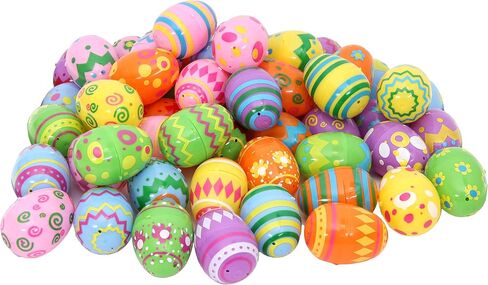 JOYIN 100 Pcs Plastic Printed Bright Easter Eggs 2.3" Tall for Easter Hunt, Basket Stuffers Fillers, Classroom Prize Supplies, Filling Treats and Party Favor in Saudi Arabia