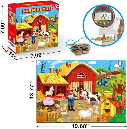 Puzzles for Kids Ages 3-5, Premium 100 Pieces Barnyard Floor Puzzles for Kids with Giant Piece Puzzle for Kids Ages 4-8(Barnyard) in Saudi Arabia