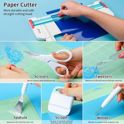 ماكينة تشذيب قطع الورق من Ecraft مع مجموعة أدوات إزالة الأعشاب من الفينيل، أدوات إزالة الأعشاب/مكشطة/ملعقة/ملاقط/مقص مجموعة أدوات أساسية لسكرابوكينغ، الملصقات، البطاقات، القسيمة، الحروف، الأعمال الفنية DIY، القطع، الربط in Kuwait