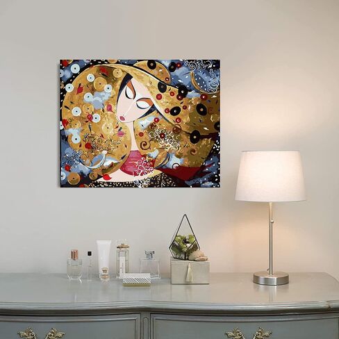 مجموعة تلوين بالارقام للبالغين والاطفال والمبتدئين من بودينوك، مجموعة طلاء اكريليك ذاتية الصنع، طلاء بالارقام على القماش، رسم سيدة غامضة in Kuwait