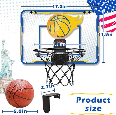 Indoor Mini Basketball Hoop, Basketball Hoop for Room and Office Door, Basketball Hoop for Kids Age 8-12 with 3 Mini Basketballs, Scoreboard and Complete Accessories in Kuwait
