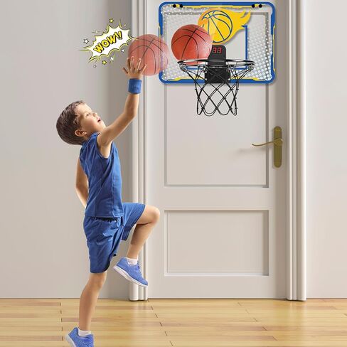 Indoor Mini Basketball Hoop, Basketball Hoop for Room and Office Door, Basketball Hoop for Kids Age 8-12 with 3 Mini Basketballs, Scoreboard and Complete Accessories in Kuwait