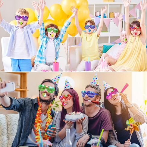 36 قطعة من لوازم الحفلات LED تتضمن 20 صافرة مضيئة مع قلادة حبل و16 قطعة من النظارات المضيئة LED تتوهج في الظلام، هدايا حفلات النيون والكرنفال والكريسماس والهالوين in Kuwait