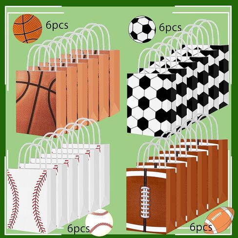 UROINEPA 24 Pieces Sports Party Favor Bags Football Party Goodie Bag Sport Party Gift Bags in Kuwait