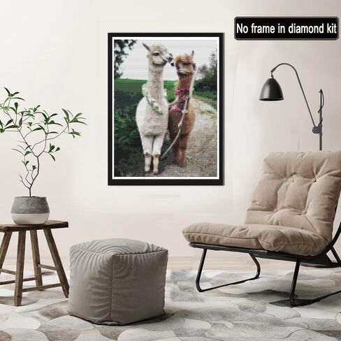 Rovepic 5D Diamond Painting Kits Alpaca Wreath Round Full Drill Valentines Day, DIY Paint with Diamonds Art Animal Crystal Rhinestone Cross Stitch for Home Office Wall Crafts Decorations 12×16 Inch in Kuwait