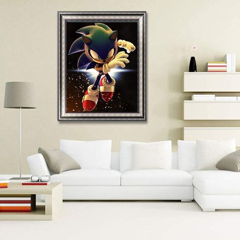 5D DIY Diamond Painting Sonic 16x20 بوصة جولة حفر حجر الراين التطريز لتزيين الجدران in Kuwait