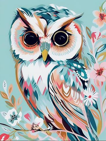 Kaliosy 5D Diamond Painting Kits for Adult Owl by Number Kits, Paint with Diamonds Art Animals DIY Full Drill, Crystal Craft Cross Stitch Embroidery Decoration (12x16inch) 30x40cm in Saudi Arabia
