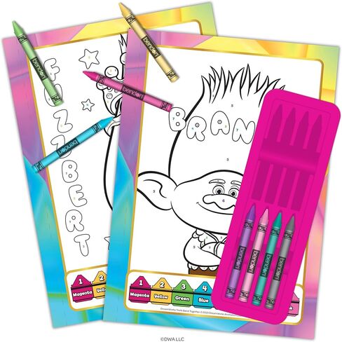 دريم وركس ترولز باند معًا كتاب تلوين 32 صفحة بالألوان حسب الأرقام مع 8 أقلام تلوين، 58394 in Kuwait