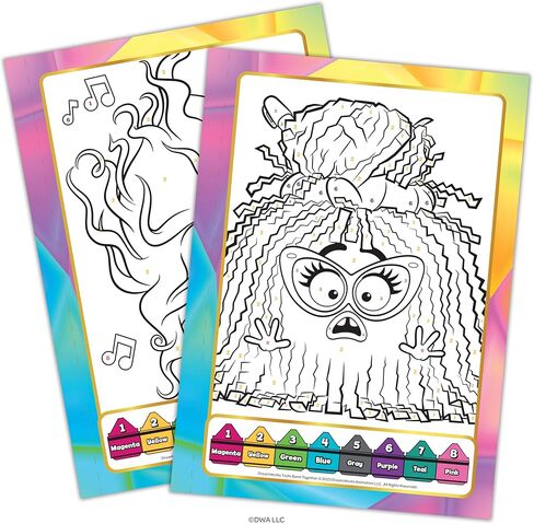 دريم وركس ترولز باند معًا كتاب تلوين 32 صفحة بالألوان حسب الأرقام مع 8 أقلام تلوين، 58394 in Kuwait