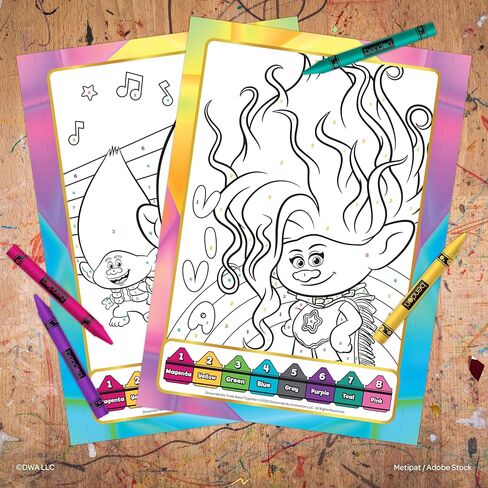 دريم وركس ترولز باند معًا كتاب تلوين 32 صفحة بالألوان حسب الأرقام مع 8 أقلام تلوين، 58394 in Kuwait