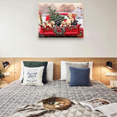 Kimily DIY الطلاء بالأرقام للبالغين والأطفال عيد الميلاد شاحنة الطلاء بالأرقام DIY اللوحة مشهد عيد الميلاد الاكريليك الطلاء بالأرقام مجموعة الطلاء جدار المنزل غرفة المعيشة ديكور غرفة نوم شاحنة عيد الميلاد الكلب in Kuwait