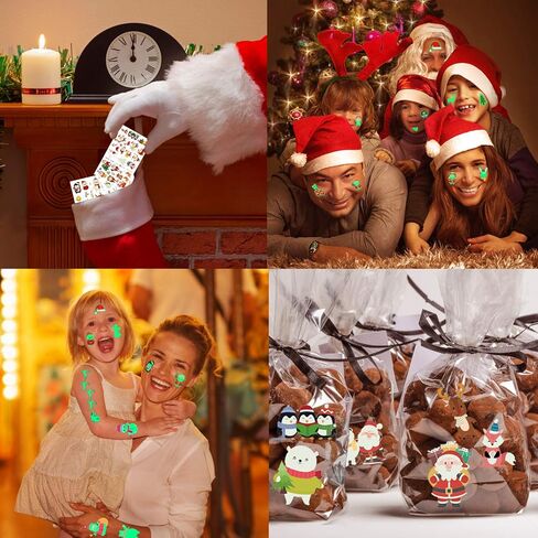 119 قطعة من هدايا حفلات عيد الميلاد من ليجل، وشوم وهمية مؤقتة للأطفال، و10 ورقات تتوهج في الليل ملصقات وشوم عيد الميلاد لوازم الحفلات وزينة الكريسماس in Kuwait