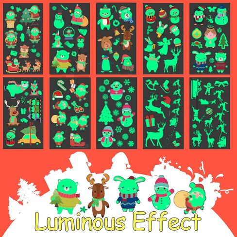 119 قطعة من هدايا حفلات عيد الميلاد من ليجل، وشوم وهمية مؤقتة للأطفال، و10 ورقات تتوهج في الليل ملصقات وشوم عيد الميلاد لوازم الحفلات وزينة الكريسماس in Kuwait