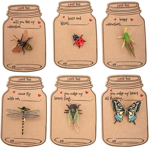 JOYIN 30 Pcs Valentines Day Gift Cards Realistic Bug Toy Set for Kids Valentine's Classroom Exchange Party Favor Toys, Valentine Gift Exchange in Saudi Arabia