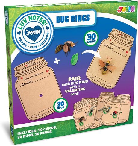 JOYIN 30 Pcs Valentines Day Gift Cards Realistic Bug Toy Set for Kids Valentine's Classroom Exchange Party Favor Toys, Valentine Gift Exchange in Saudi Arabia