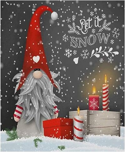 طلاء Kimily DIY بالأرقام للبالغين والأطفال عيد الميلاد التماثيل الطلاء بالأرقام لوحة يدوية سانتا جنوم طلاء أكريليك بالأرقام طقم طلاء جدار المنزل وغرفة المعيشة وغرفة النوم ديكور جنوم تومتي سانتا كلوز in Kuwait