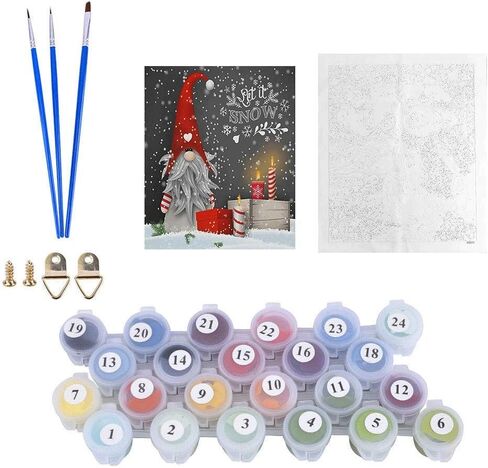 طلاء Kimily DIY بالأرقام للبالغين والأطفال عيد الميلاد التماثيل الطلاء بالأرقام لوحة يدوية سانتا جنوم طلاء أكريليك بالأرقام طقم طلاء جدار المنزل وغرفة المعيشة وغرفة النوم ديكور جنوم تومتي سانتا كلوز in Kuwait