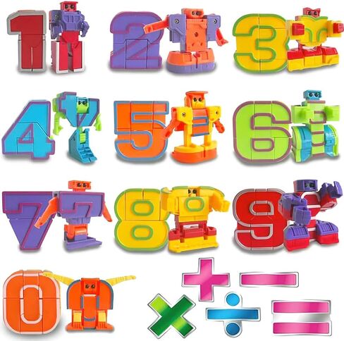 Liberty Imports 15 PCS Number Robots Transforming Toys Set - Math Counting Numerical Transform Robot Figures, Educational STEM Learning Bots for Kids in Saudi Arabia