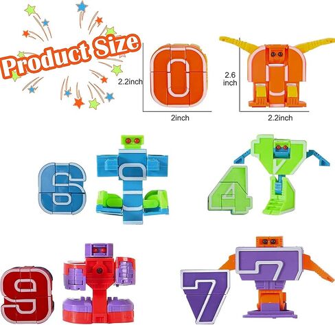 Liberty Imports 15 PCS Number Robots Transforming Toys Set - Math Counting Numerical Transform Robot Figures, Educational STEM Learning Bots for Kids in Saudi Arabia