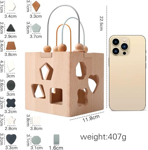 ألعاب مركزية مكعبة خشبية للأنشطة من bopoobo مع أداة فرز على شكل متاهة من الخرز لـ 1-3 ألعاب مونتيسوري للأطفال الصغار ألعاب تعليمية خشبية تنموية للأطفال in Kuwait