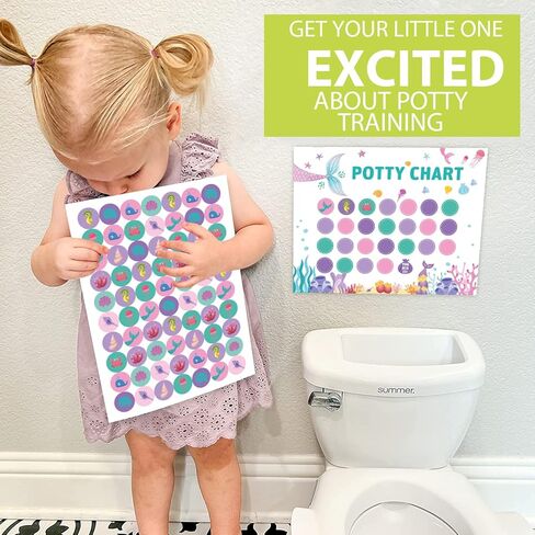 Mermaid Potty Training Chart For Toddler Girls - Potty Chart For Girls With Sticker, Sticker Chart For Kids Potty Training Reward Chart, Potty Training Sticker Chart For Girls Potty, Kids Reward Chart in Kuwait