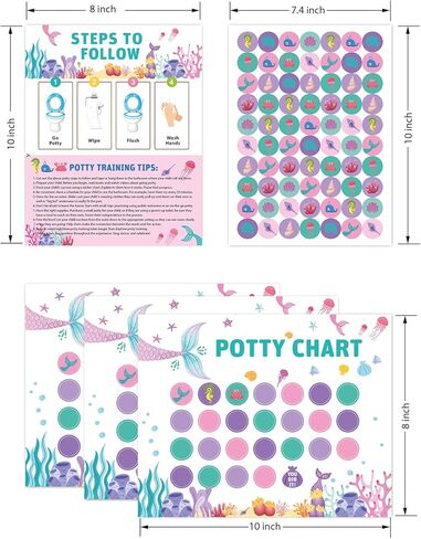 Mermaid Potty Training Chart For Toddler Girls - Potty Chart For Girls With Sticker, Sticker Chart For Kids Potty Training Reward Chart, Potty Training Sticker Chart For Girls Potty, Kids Reward Chart in Kuwait