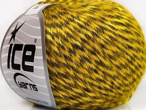 Rock Star, Yellowjacket - أصفر ساطع وذهبي وأسود، لامع، غزل من مزيج الأكريليك من صوف المرينو والنايلون الناعم، 50 جرام in Kuwait