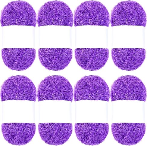 Timgle 8 Skeins 219 Yard Eyelash Yarn Scrubby Yarn for Dishcloths Polyester for Scrubber Crochet and Knitting Project Total 1752 Yards Craft Kit in Kuwait