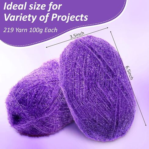 Timgle 8 Skeins 219 Yard Eyelash Yarn Scrubby Yarn for Dishcloths Polyester for Scrubber Crochet and Knitting Project Total 1752 Yards Craft Kit in Kuwait
