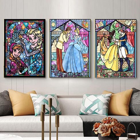 3 Pack 5D Diamond Painting by Numbers Kits for Adults,Prince and Princess Full Drill Rhinestone Embroidery Cross Stitch Arts Crafts Painting for Kids Beginner Home Wall Decor,DIY Gift,16"X12" in Kuwait