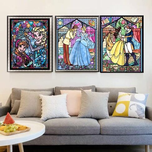 3 Pack 5D Diamond Painting by Numbers Kits for Adults,Prince and Princess Full Drill Rhinestone Embroidery Cross Stitch Arts Crafts Painting for Kids Beginner Home Wall Decor,DIY Gift,16"X12" in Kuwait