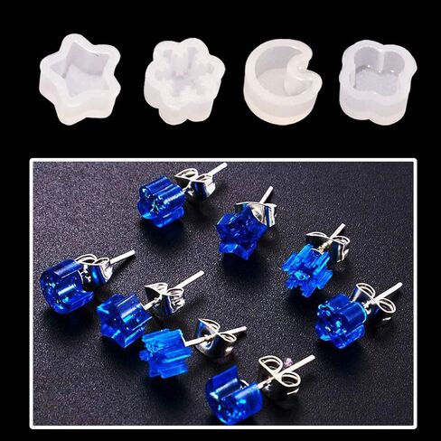 36 PCS Stud Earring Mold Tool Included 9 PCS Silicone Resin Mould, 20 PCS Stud Earring and 8 PCS Ear Hook, Woohome Casting Moulds Clear Tiny Ear for DIY Jewelry Craft Making in Saudi Arabia