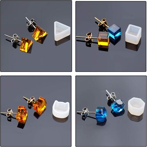 36 PCS Stud Earring Mold Tool Included 9 PCS Silicone Resin Mould, 20 PCS Stud Earring and 8 PCS Ear Hook, Woohome Casting Moulds Clear Tiny Ear for DIY Jewelry Craft Making in Saudi Arabia