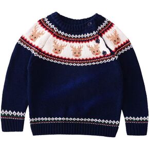 Miccina Baby Toddler Boys Christmas Sweater Kids Girls Knit Pullover Sweatshirt Long Sleeve Crew Neck Tops