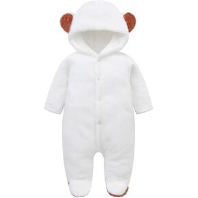 BabyToddler Boys Unisex Cute Cartoon Bear Long Sleeves Snap Fleece Footies Romper
