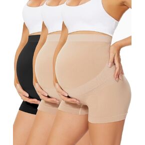 Boguish Womens Seamless Maternity Boyshort Underwear Over Bump, Pregnancy High Waisted Shapewear Panties for Support Belly