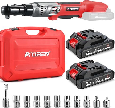 AOBEN Cordless Electric Ratchet Wrench Set, 3/8" 12V Power Ratchet Tool Kit With 2 Packs 2000mAh Lithium-Ion Battery And Charger in Saudi Arabia