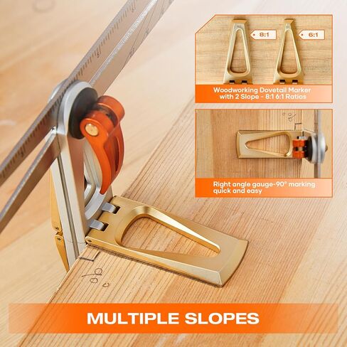 AUXTUR Dovetail Jig with Precise 6:1 and 8:1 Slopes for Woodworking - Dovetail Guide Includes T-Bevel Sliding Angle Finder Ruler Protractor Multi Angle Adjustable Gauge in Kuwait