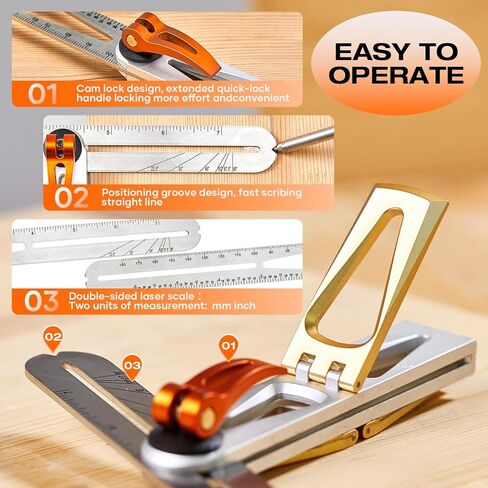 AUXTUR Dovetail Jig with Precise 6:1 and 8:1 Slopes for Woodworking - Dovetail Guide Includes T-Bevel Sliding Angle Finder Ruler Protractor Multi Angle Adjustable Gauge in Kuwait