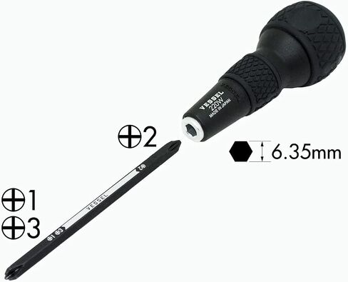 مقبض كرة السفينة 1/4 بوصة مفك براغي سداسي قابل للتبديل (قطعة واحدة. (+2 و -6) مجموعة. 220W62J) in Saudi Arabia