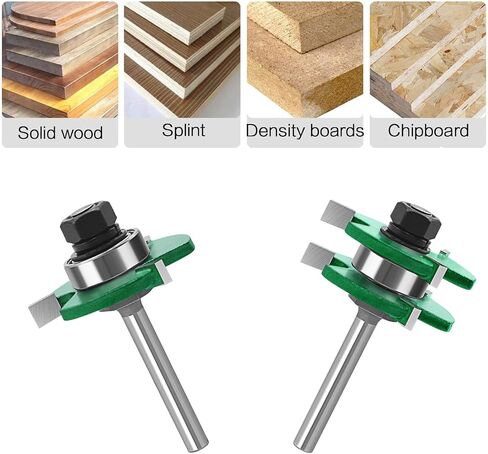 TOTOWOOD Pro Tongue and Groove Router Bit Set of 2 Pieces 1/4 Inch Shank , 3 Teeth Adjustable T Shape Wood Milling Cutter in Saudi Arabia